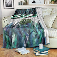Turquoise Traditional Cloak Aotearoa Blanket Maori Paua Shell Korowai Pattern LT14 Turquoise - Polynesian Pride