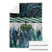 Turquoise Traditional Cloak Aotearoa Blanket Maori Paua Shell Korowai Pattern LT14 - Polynesian Pride