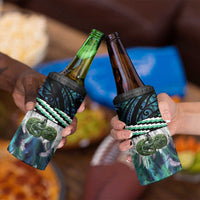 Turquoise Traditional Cloak Aotearoa 4 in 1 Can Cooler Tumbler Maori Paua Shell Korowai Pattern LT14 - Polynesian Pride