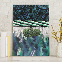 Turquoise Traditional Cloak Aotearoa Canvas Wall Art Maori Paua Shell Korowai Pattern LT14 Without Frame Turquoise - Polynesian Pride