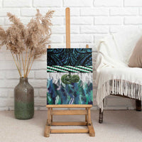 Turquoise Traditional Cloak Aotearoa Canvas Wall Art Maori Paua Shell Korowai Pattern LT14 - Polynesian Pride
