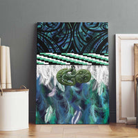 Turquoise Traditional Cloak Aotearoa Canvas Wall Art Maori Paua Shell Korowai Pattern LT14 - Polynesian Pride