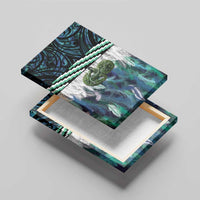 Turquoise Traditional Cloak Aotearoa Canvas Wall Art Maori Paua Shell Korowai Pattern LT14 - Polynesian Pride