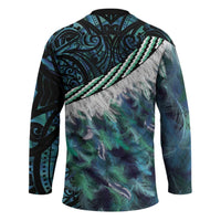 Turquoise Traditional Cloak Aotearoa Hockey Jersey Maori Paua Shell Korowai Pattern LT14 - Polynesian Pride