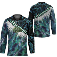 Turquoise Traditional Cloak Aotearoa Hockey Jersey Maori Paua Shell Korowai Pattern LT14 - Polynesian Pride