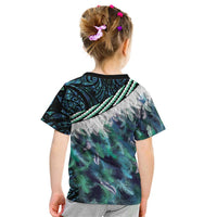 Turquoise Traditional Cloak Aotearoa Kid T Shirt Maori Paua Shell Korowai Pattern LT14 - Polynesian Pride
