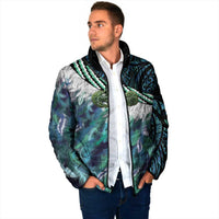 Turquoise Traditional Cloak Aotearoa Padded Jacket Maori Paua Shell Korowai Pattern - Polynesian Pride