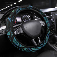 Turquoise Traditional Cloak Aotearoa Steering Wheel Cover Maori Paua Shell Korowai Pattern LT14 Universal Fit Turquoise - Polynesian Pride