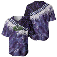Purple Traditional Cloak Aotearoa Baseball Jersey Maori Paua Shell Korowai Pattern