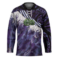 Purple Traditional Cloak Aotearoa Hockey Jersey Maori Paua Shell Korowai Pattern - Polynesian Pride