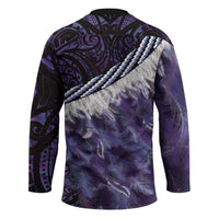Purple Traditional Cloak Aotearoa Hockey Jersey Maori Paua Shell Korowai Pattern LT14 - Polynesian Pride