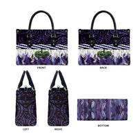 Purple Traditional Cloak Aotearoa Leather Bag Maori Paua Shell Korowai Pattern - Polynesian Pride
