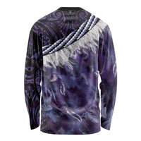 Purple Traditional Cloak Aotearoa Long Sleeve Shirt Maori Paua Shell Korowai Pattern LT14 - Polynesian Pride