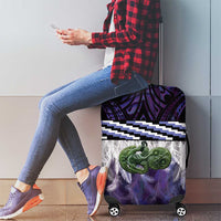 Purple Traditional Cloak Aotearoa Luggage Cover Maori Paua Shell Korowai Pattern