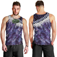 Purple Traditional Cloak Aotearoa Men Tank Top Maori Paua Shell Korowai Pattern LT14 - Polynesian Pride