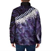 Purple Traditional Cloak Aotearoa Padded Jacket Maori Paua Shell Korowai Pattern - Polynesian Pride