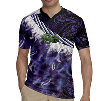 Purple Traditional Cloak Aotearoa Rugby Jersey Maori Paua Shell Korowai Pattern