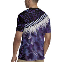 Purple Traditional Cloak Aotearoa Rugby Jersey Maori Paua Shell Korowai Pattern