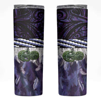Purple Traditional Cloak Aotearoa Skinny Tumbler Maori Paua Shell Korowai Pattern LT14 Purple - Polynesian Pride