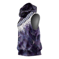 Purple Traditional Cloak Aotearoa Sleeveless Hoodie Maori Paua Shell Korowai Pattern - Polynesian Pride