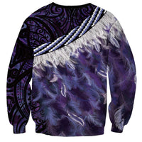 Purple Traditional Cloak Aotearoa Sweatshirt Maori Paua Shell Korowai Pattern LT14 - Polynesian Pride