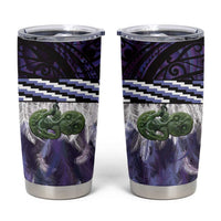 Purple Traditional Cloak Aotearoa Tumbler Cup Maori Paua Shell Korowai Pattern