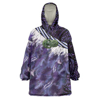 Purple Traditional Cloak Aotearoa Wearable Blanket Hoodie Maori Paua Shell Korowai Pattern LT14 One Size Purple - Polynesian Pride