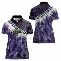 Purple Traditional Cloak Aotearoa Women Polo Shirt Maori Paua Shell Korowai Pattern