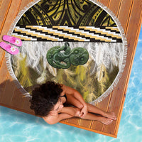 Yellow Traditional Cloak Aotearoa Beach Blanket Maori Paua Shell Korowai Pattern LT14 - Polynesian Pride