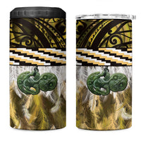 Yellow Traditional Cloak Aotearoa 4 in 1 Can Cooler Tumbler Maori Paua Shell Korowai Pattern LT14 One Size: 16 oz Yellow - Polynesian Pride