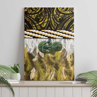Yellow Traditional Cloak Aotearoa Canvas Wall Art Maori Paua Shell Korowai Pattern LT14 - Polynesian Pride