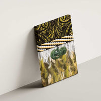 Yellow Traditional Cloak Aotearoa Canvas Wall Art Maori Paua Shell Korowai Pattern LT14 - Polynesian Pride