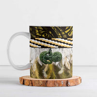 Yellow Traditional Cloak Aotearoa Ceramic Mug Maori Paua Shell Korowai Pattern - Polynesian Pride