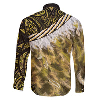 Yellow Traditional Cloak Aotearoa Family Matching Tank Maxi Dress and Hawaiian Shirt Maori Paua Shell Korowai Pattern