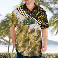 Yellow Traditional Cloak Aotearoa Hawaiian Shirt Maori Paua Shell Korowai Pattern LT14 - Polynesian Pride