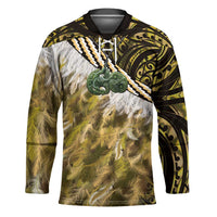 Yellow Traditional Cloak Aotearoa Hockey Jersey Maori Paua Shell Korowai Pattern - Polynesian Pride