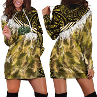 Yellow Traditional Cloak Aotearoa Hoodie Dress Maori Paua Shell Korowai Pattern LT14 - Polynesian Pride