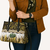 Yellow Traditional Cloak Aotearoa Leather Bag Maori Paua Shell Korowai Pattern - Polynesian Pride