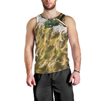 Yellow Traditional Cloak Aotearoa Men Tank Top Maori Paua Shell Korowai Pattern LT14 - Polynesian Pride
