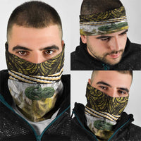 Yellow Traditional Cloak Aotearoa Neck Gaiter Maori Paua Shell Korowai Pattern - Polynesian Pride