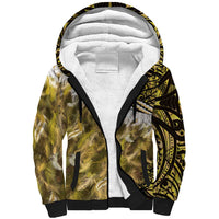 Yellow Traditional Cloak Aotearoa Sherpa Hoodie Maori Paua Shell Korowai Pattern LT14 Unisex Yellow - Polynesian Pride