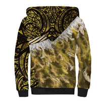 Yellow Traditional Cloak Aotearoa Sherpa Hoodie Maori Paua Shell Korowai Pattern LT14 - Polynesian Pride