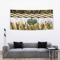 Yellow Traditional Cloak Aotearoa Tapestry Maori Paua Shell Korowai Pattern