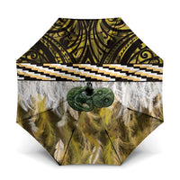 Yellow Traditional Cloak Aotearoa Umbrella Maori Paua Shell Korowai Pattern - Polynesian Pride