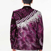 Pink Traditional Cloak Aotearoa Blazer Maori Paua Shell Korowai Pattern - Polynesian Pride