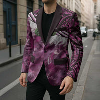 Pink Traditional Cloak Aotearoa Blazer Maori Paua Shell Korowai Pattern - Polynesian Pride