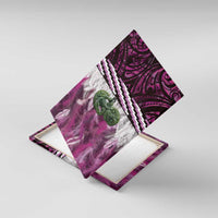 Pink Traditional Cloak Aotearoa Canvas Wall Art Maori Paua Shell Korowai Pattern LT14 With Frame Pink - Polynesian Pride