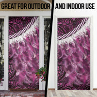 Pink Traditional Cloak Aotearoa Door Cover Maori Paua Shell Korowai Pattern - Polynesian Pride