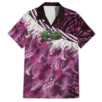 Pink Traditional Cloak Aotearoa Family Matching Short Sleeve Bodycon Dress and Hawaiian Shirt Maori Paua Shell Korowai Pattern