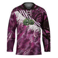 Pink Traditional Cloak Aotearoa Hockey Jersey Maori Paua Shell Korowai Pattern LT14 Unisex Pink - Polynesian Pride